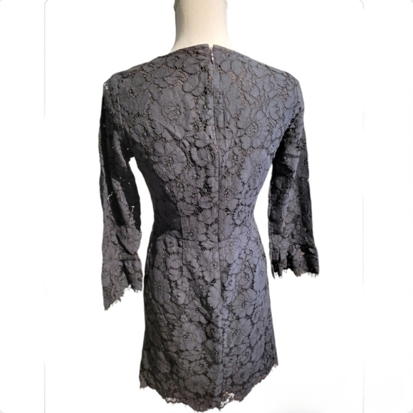 Ann Taylor Black Velvet Damask Dress - Size 0 - Picture 10 of 12